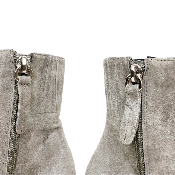 SOLD! Alias Mae Ahara Grey Suede Pointed Toe Chunky Heel Ankle Boots - Picture 6 of 14